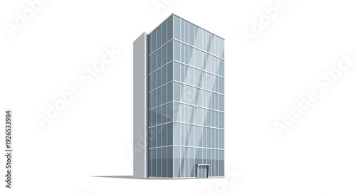 Modern glass office building with sleek architecture and clean design.