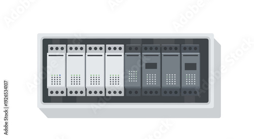 Server Rack with Multiple Units and Controls.