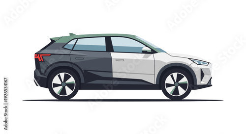 Modern SUV with sleek design and vibrant color scheme.