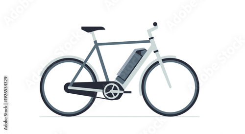 Modern Electric Bicycle with Sleek Design and Battery Pack.