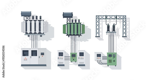 Industrial equipment and machinery vector illustration.