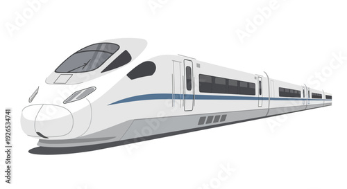 Modern High-Speed Train on White Background.