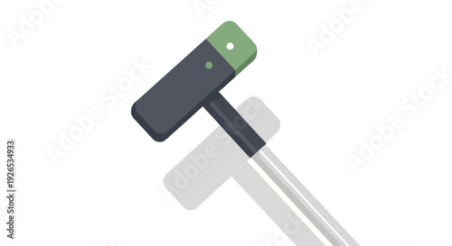 Digital illustration of a hammer with a green and black handle.