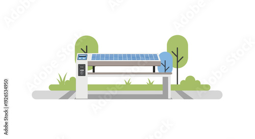 Modern Gas Station with Solar Panels and Greenery.