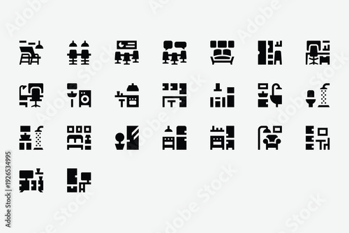 Rooms Solid Icon Set