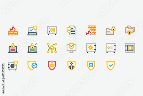 Safe and Security Color Icon Set