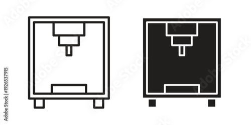 3D printer icons for templates, web design and infographics