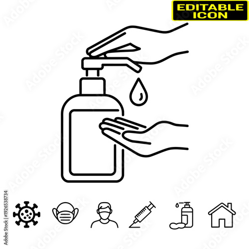 Illustration of hand sanitizer usage and its importance in preventing disease spread Vector, illustration