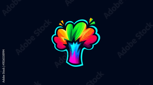 A stylized, vibrant illustration of an abstracted, exploding burst of color on a dark background