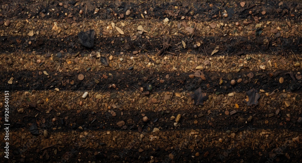 Obraz premium Soil profile vertical view showing stratified layers beneath the ground surface