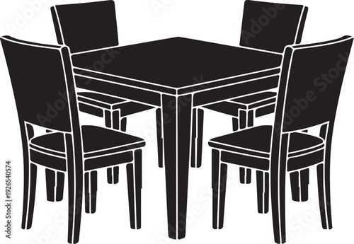 Black dining table with four chairs furniture