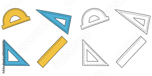 Hand-drawn cartoon and doodle set of rulers on a white background.