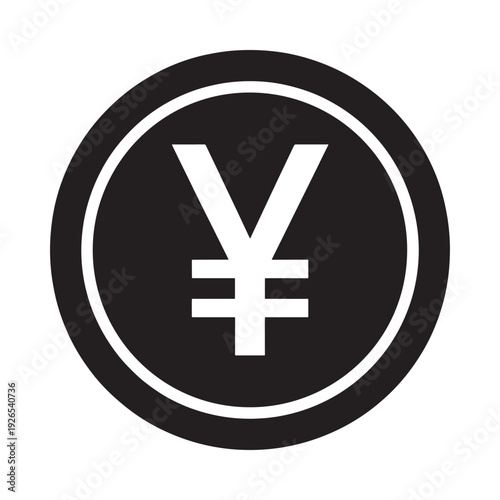 A simple black and white icon depicting the symbol for the japanese yen