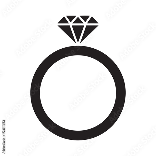 A black and white illustration depicts a diamond ring symbolizing luxury and commitment