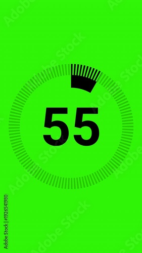 60 second countdown with circle animation, 60 to 0 animation countdown. 4K video
