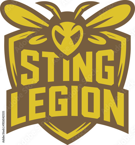Sting legion logo with bee insect head for gaming teams and esports organizations