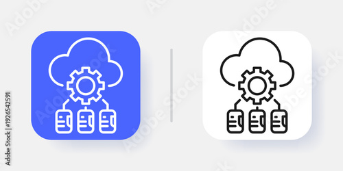 Cloud Service UI Button Icon with Active and Inactive States for Web and App Interface