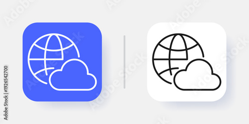 Cloud Service UI Button Icon with Active and Inactive States for Web and App Interface