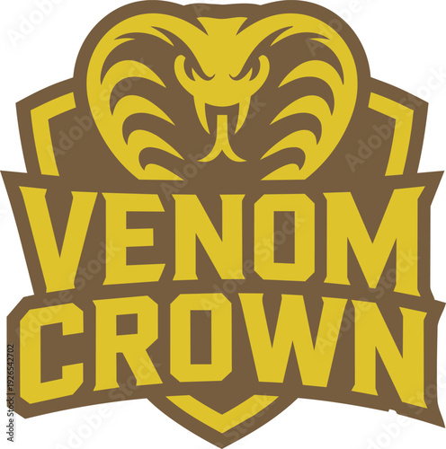 Venom crown emblem with cobra head logo for gaming teams and esports clubs