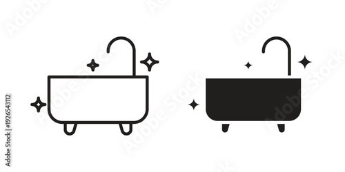 Bathtub cleaning icons for templates, web design and infographics