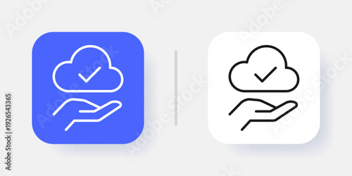 Cloud Service UI Button Icon with Active and Inactive States for Web and App Interface