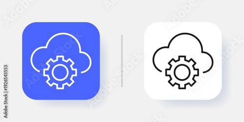 Cloud Service UI Button Icon with Active and Inactive States for Web and App Interface