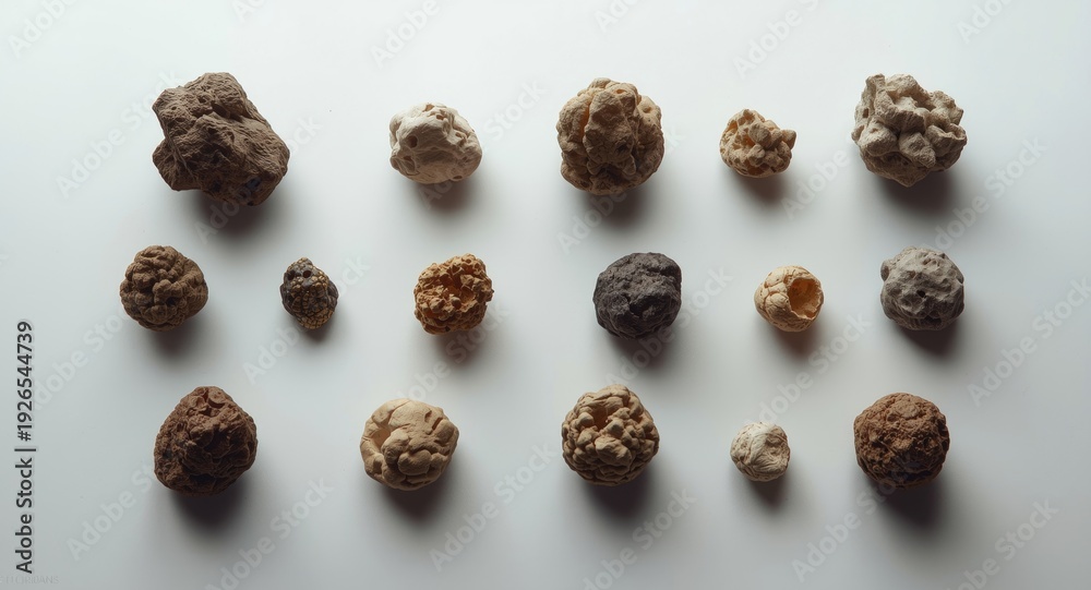 Obraz premium Thirteen gallstones showcased on a plain white surface