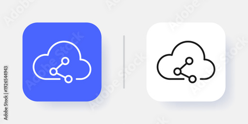 Cloud Service UI Button Icon with Active and Inactive States for Web and App Interface