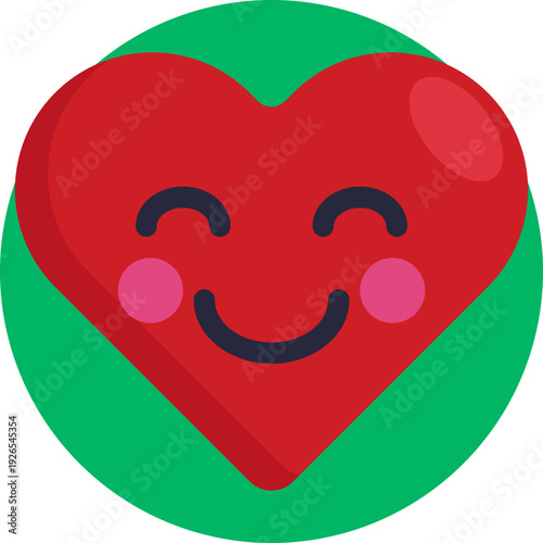 A heart-themed smiley icon that expresses love, affection, or warm feelings in a playful way.