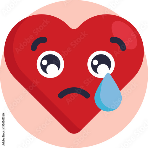 A sad face inside a heart, expressing emotional pain, heartbreak, or deep disappointment.