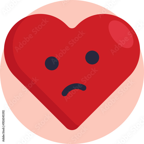 A heart with a skeptical or side-eye expression, used to show doubt, mistrust, or playful suspicion in emotional situations.