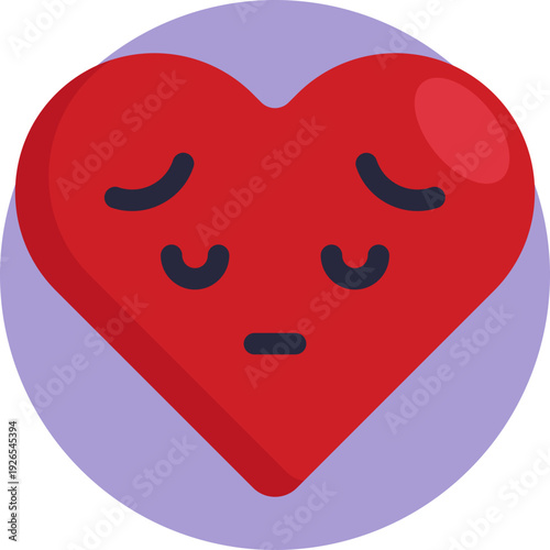 A heart-themed sad face icon that expresses emotional pain, disappointment, or heartbreak.