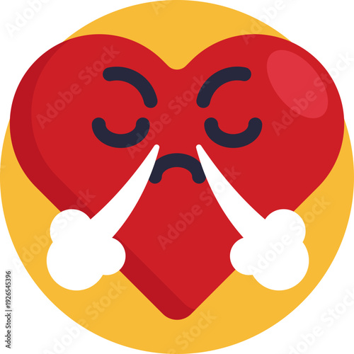 An angry face inside a heart, used to show hurt feelings, frustration, or anger in a romantic or emotional context.