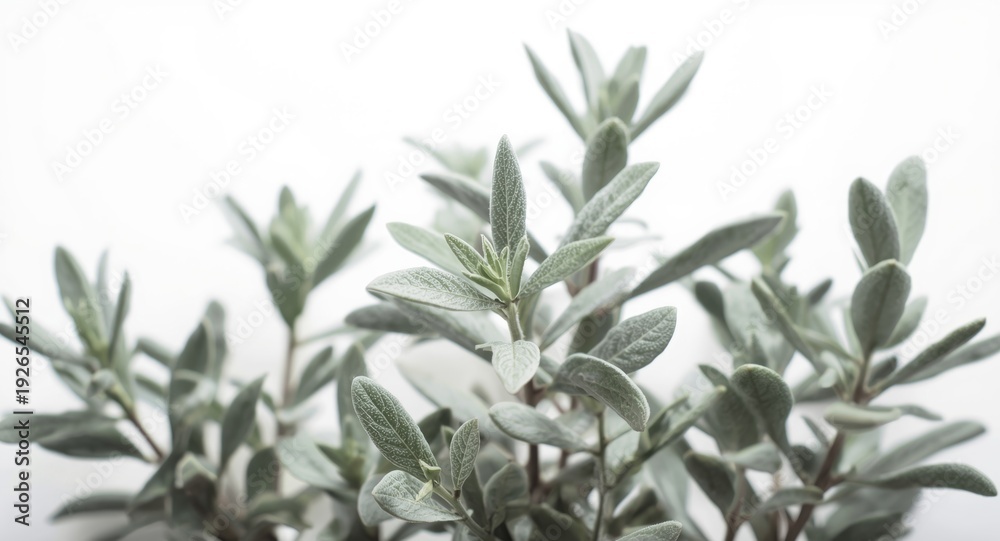 Obraz premium Sage foliage isolated on white backdrop highlighting extensive depth of field clarity