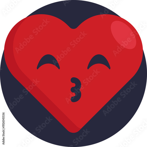 A happy face blowing a gentle kiss, often used to show affection, warmth, or friendly love.