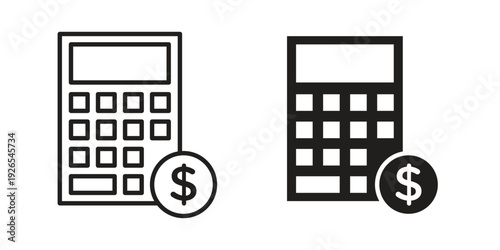 Calculator and dollar icons for templates, web design and infographics