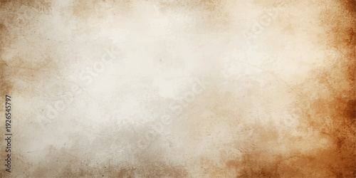 A vintage antique parchment background featuring a stained brown grunge paper texture with an aged beige surface and a blank retro page design for a grungy textured backdrop