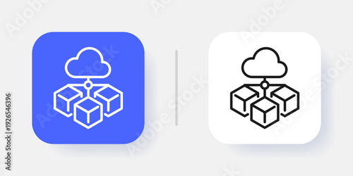 Cloud Computing UI Button Icon with Active and Inactive States – Modern SaaS Dashboard Interface Element