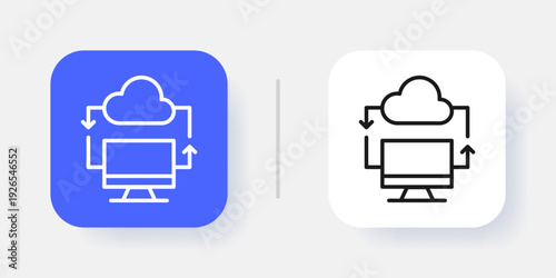 Cloud Computing UI Button Icon with Active and Inactive States – Modern SaaS Dashboard Interface Element