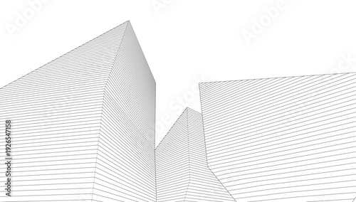 abstract geometric shapes of a modern city 3d