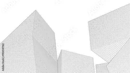 abstract geometric shapes of a modern city 3d