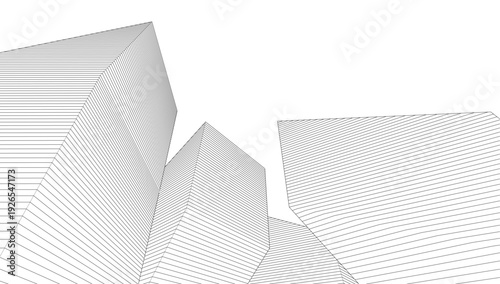 abstract geometric shapes of a modern city 3d