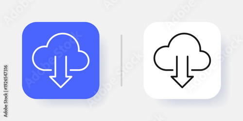 Cloud Computing UI Button Icon with Active and Inactive States – Modern SaaS Dashboard Interface Element