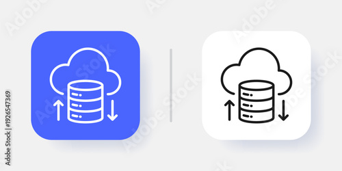 Cloud Computing UI Button Icon with Active and Inactive States – Modern SaaS Dashboard Interface Element