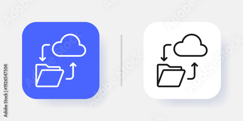 Cloud Computing UI Button Icon with Active and Inactive States – Modern SaaS Dashboard Interface Element