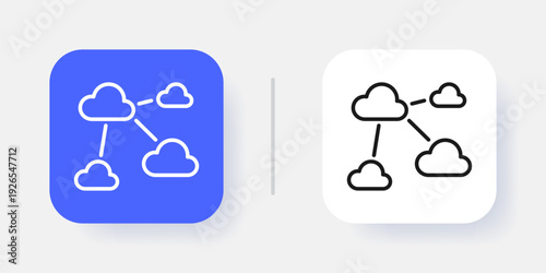 Cloud Computing UI Button Icon with Active and Inactive States – Modern SaaS Dashboard Interface Element