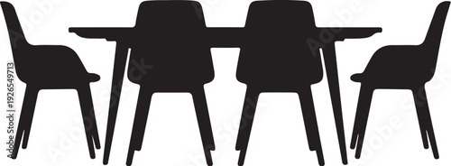 Black silhouette of four chairs around a table furniture 1
