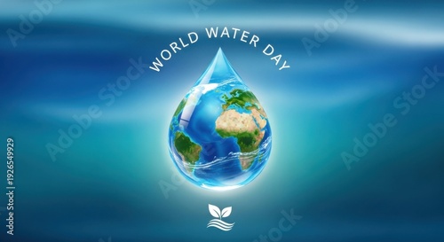 World Water Day, Earth in a water drop on ocean background