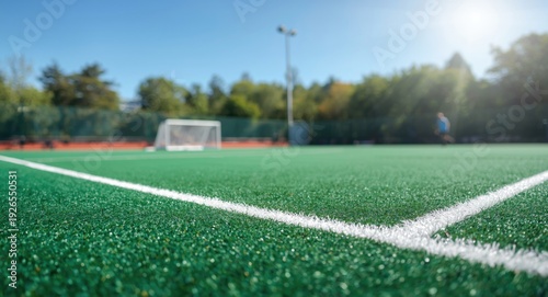 Full sized hockey field with synthetic grass flooring