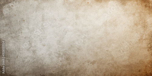 A vintage aged parchment with a stained grunge paper texture and worn brown patterns provides a blank antique background for a grungy retro design